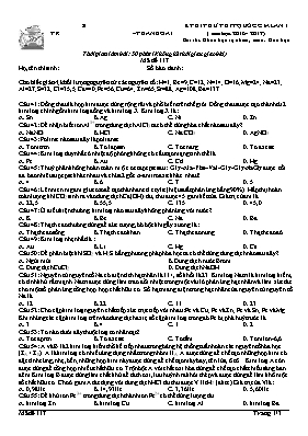 Đề thi thử THPT Quốc gia lần 1 môn Hóa học năm 2017 - Mã đề 117 - Trường THPT Thanh Oai